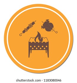 Brazier, kebab and chicken . Vector illustration