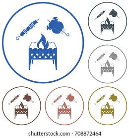 Brazier, kebab and chicken . Vector illustration