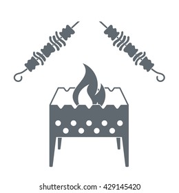 Brazier and kebab  icon on a white background. Vector illustration