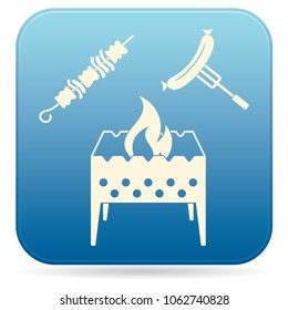Brazier, kebab and sausage icon. Vector illustration