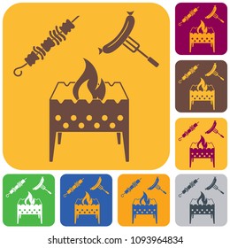 Brazier, kebab and sausage icon. Vector illustration