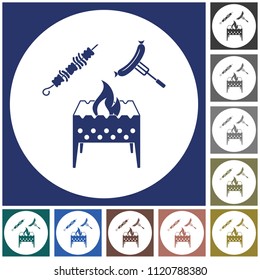 Brazier, kebab and sausage icon. Vector illustration