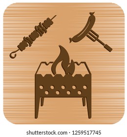 Brazier, kebab and sausage icon. Vector illustration