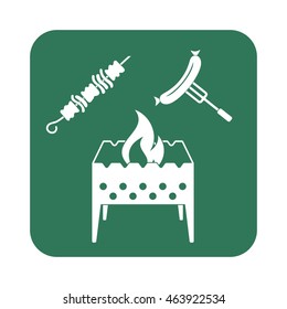 Brazier, kebab and sausage icon. Vector illustration