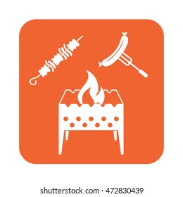 Brazier, kebab and sausage icon. Vector illustration