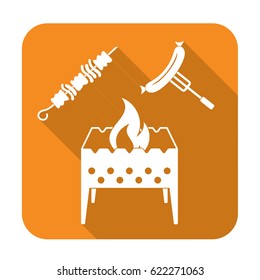 Brazier, kebab and sausage icon. Vector illustration