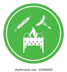Brazier, kebab and sausage icon. Vector illustration