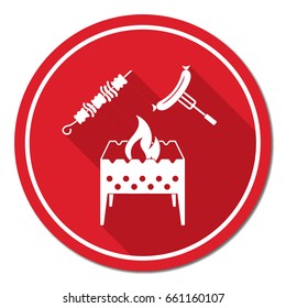 Brazier, kebab and sausage icon. Vector illustration