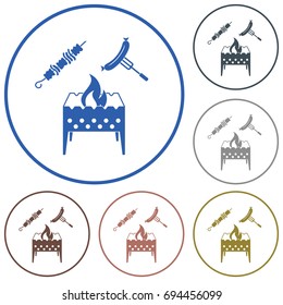 Brazier, kebab and sausage icon. Vector illustration