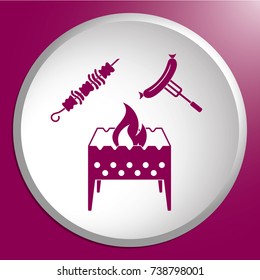 Brazier, kebab and sausage icon. Vector illustration
