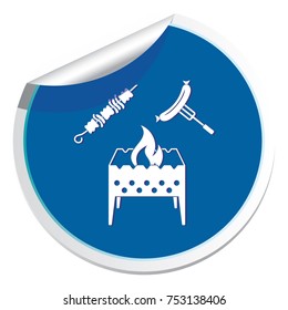 Brazier, kebab and sausage icon. Vector illustration