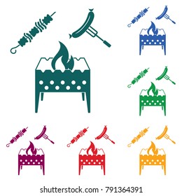 Brazier, kebab and sausage icon. Vector illustration