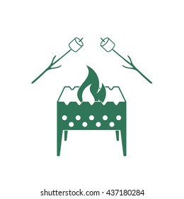 Brazier and marshmallow icon. Vector illustration


