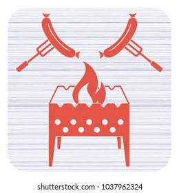 Brazier and sausage icon. Vector illustration