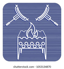 Brazier and sausage icon. Vector illustration