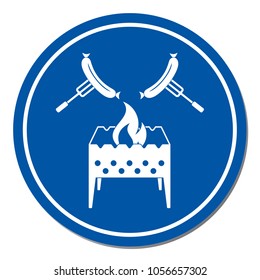 Brazier and sausage icon. Vector illustration