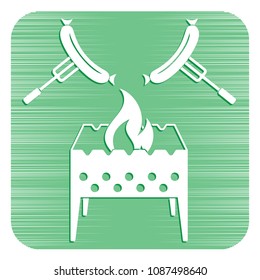 Brazier and sausage icon. Vector illustration
