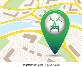 Brazier and sausage icon. Vector illustration