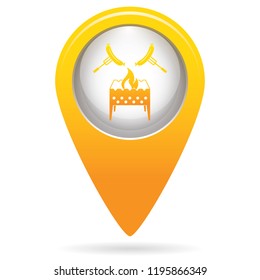 Brazier and sausage icon. Vector illustration

