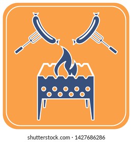 Brazier and sausage icon. Vector illustration

