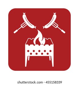 Brazier and sausage icon. Vector illustration

