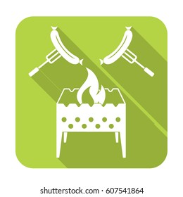 Brazier and sausage icon. Vector illustration

