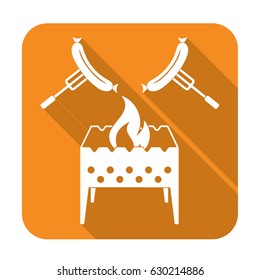 Brazier and sausage icon. Vector illustration