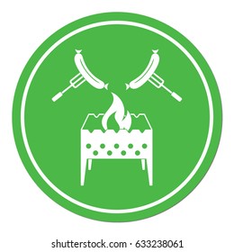 Brazier and sausage icon. Vector illustration