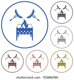 Brazier and sausage icon. Vector illustration