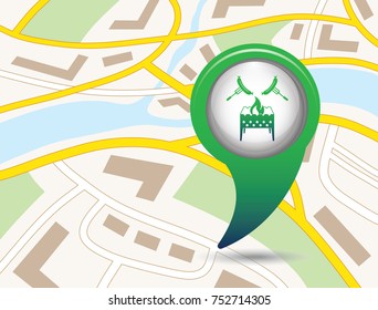 Brazier and sausage icon. Vector illustration