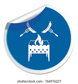 Brazier and sausage icon. Vector illustration

