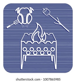 Brazier, zephyr and chicken icon. Vector illustration