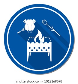 Brazier, zephyr and chicken icon. Vector illustration

