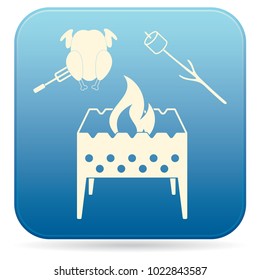 Brazier, zephyr and chicken icon. Vector illustration
