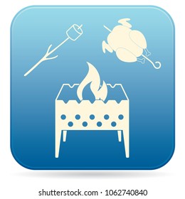Brazier, zephyr and chicken icon. Vector illustration