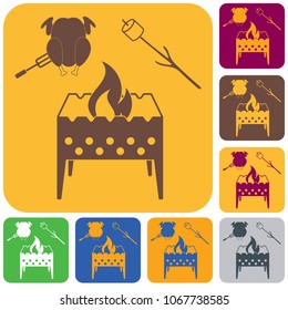 Brazier, zephyr and chicken icon. Vector illustration