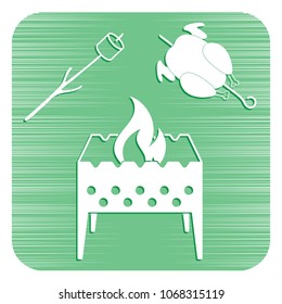 Brazier, zephyr and chicken icon. Vector illustration