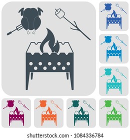 Brazier, zephyr and chicken icon. Vector illustration