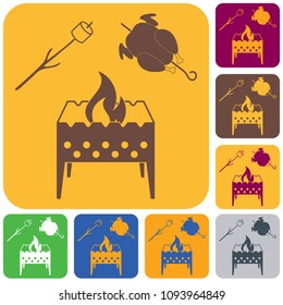 Brazier, zephyr and chicken icon. Vector illustration

