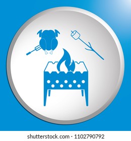 Brazier, zephyr and chicken icon. Vector illustration