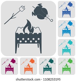 Brazier, zephyr and chicken icon. Vector illustration