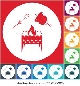 Brazier, zephyr and chicken icon. Vector illustration