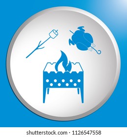 Brazier, zephyr and chicken icon. Vector illustration

