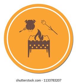 Brazier, zephyr and chicken icon. Vector illustration


