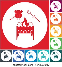 Brazier, zephyr and chicken icon. Vector illustration

