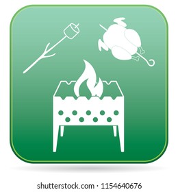 Brazier, zephyr and chicken icon. Vector illustration

