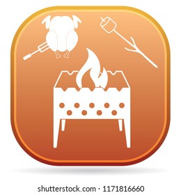 Brazier, zephyr and chicken icon. Vector illustration
