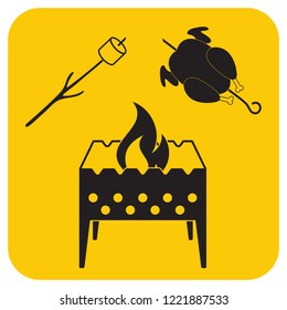 Brazier, zephyr and chicken icon. Vector illustration