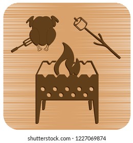 Brazier, zephyr and chicken icon. Vector illustration

