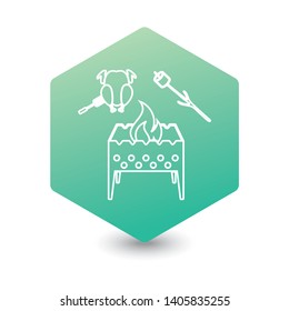 Brazier, zephyr and chicken icon. Vector illustration

